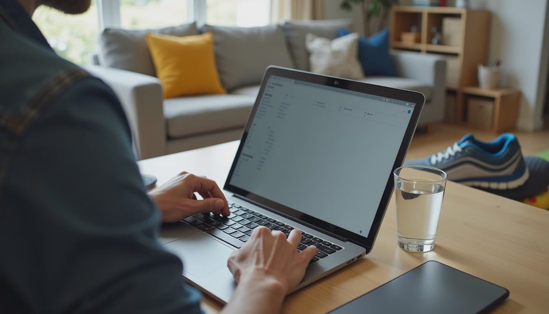 Closing the laptop as part of a remote work shutdown routine at home