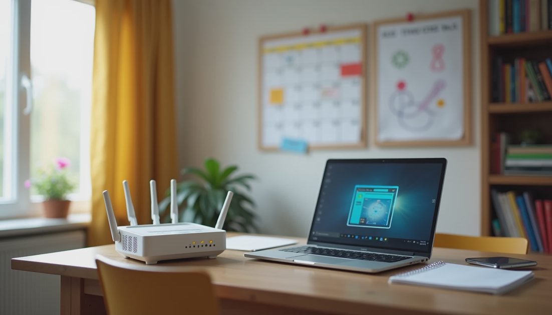 Simple home network setup for remote work in a real household