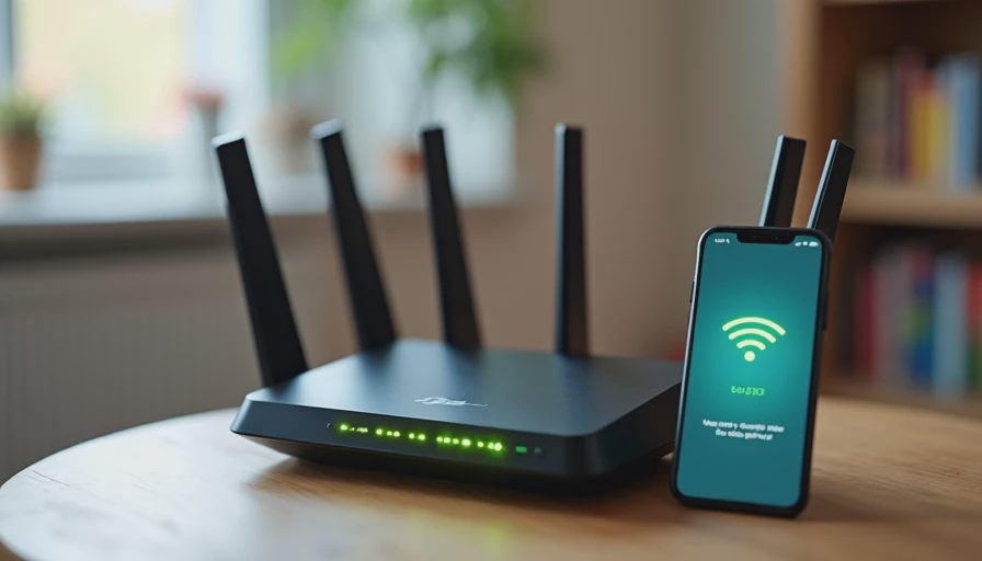 Home router with phone hotspot ready as backup for remote work