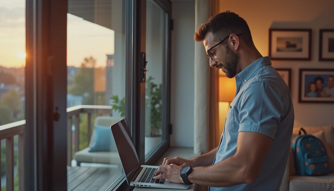 Remote worker ending the day while respecting time-zone boundaries at home