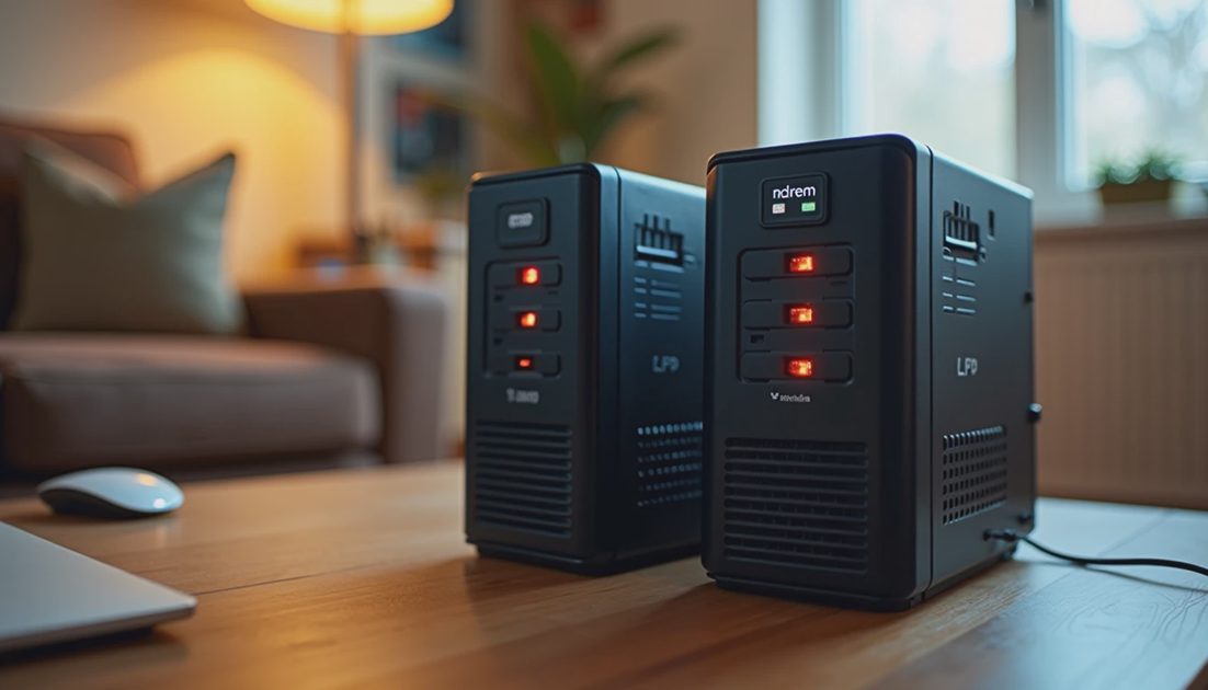 Basic UPS protecting modem and router for remote work reliability