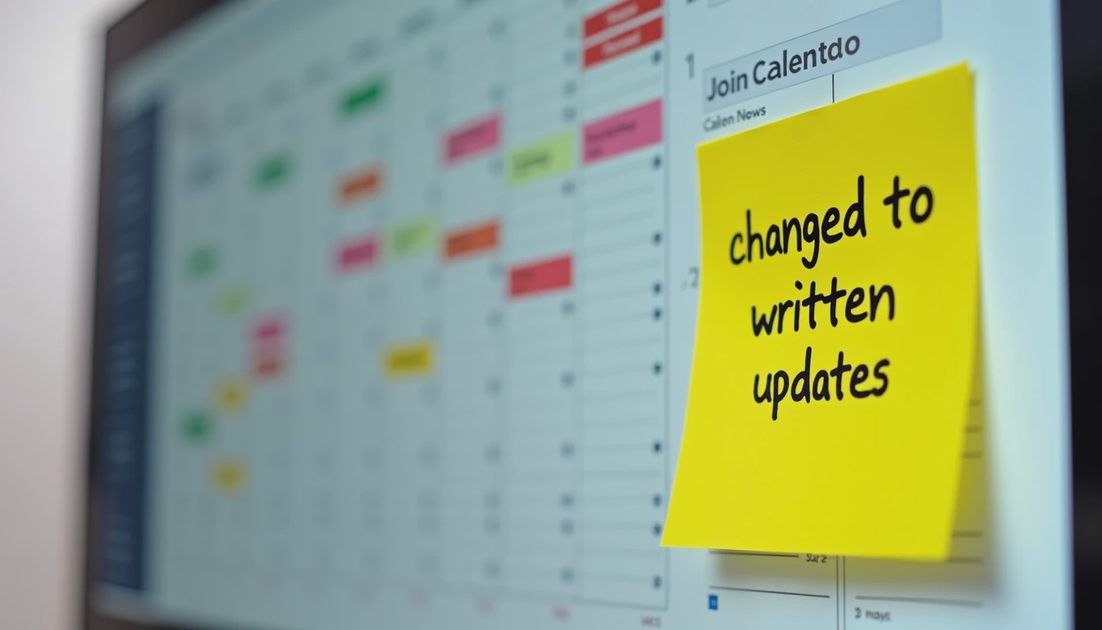 Calendar with fewer meetings after switching to written status updates