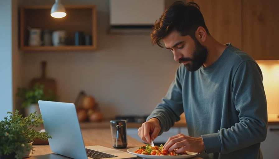 Closing the laptop as part of a remote work shutdown routine at home